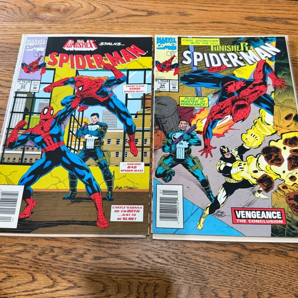 Spider-Man 33 34 Marvel Comics 1993 Punisher Vengeance Newsstand Edition Set
